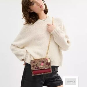 Coach Cherry Pattern Crossbody Bag with Gold Chain